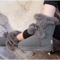 Cute Plush Faux Fur Ankle Winter Boots - Thumbnail 3