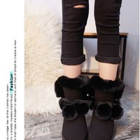 Cute Plush Faux Fur Ankle Winter Boots - Thumbnail 7