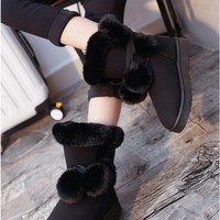 Cute Plush Faux Fur Ankle Winter Boots - Thumbnail 8