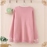 Kawaii Sweet Lolita Cute Bunny Embroidery Knitted Sweater - Thumbnail 2
