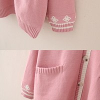 Kawaii Sweet Lolita Cute Bunny Embroidery Knitted Sweater - Thumbnail 4