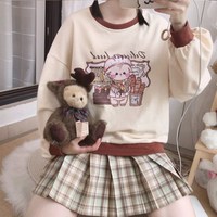 Printed Kawaii Loose Sweatshirt Long Sleeve Top - Thumbnail 1