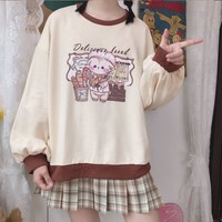 Printed Kawaii Loose Sweatshirt Long Sleeve Top - Thumbnail 3