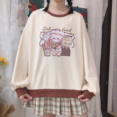 Printed kawaii loose sweatshirt long sleeve top