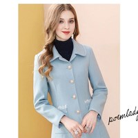 Beautiful Turn Down Color Woolen Coat - Thumbnail 1
