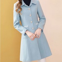 Beautiful Turn Down Color Woolen Coat - Thumbnail 2
