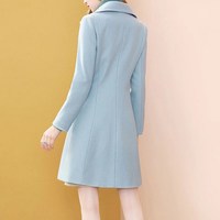 Beautiful Turn Down Color Woolen Coat - Thumbnail 7