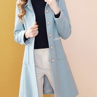 Beautiful Turn Down Color Woolen Coat - Thumbnail 6