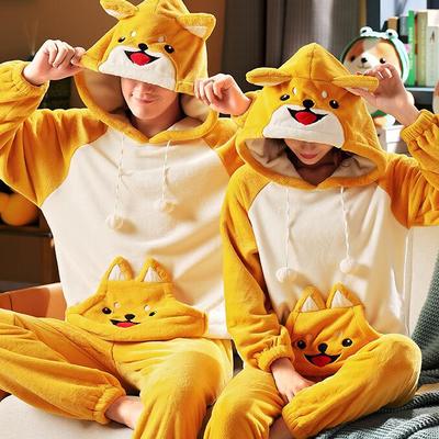 Cute corgi flannel couple pajama set