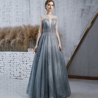 Amazing tulle sequins long ball gown dress formal dress - Thumbnail 3