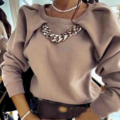 Design metal chain casual sweater