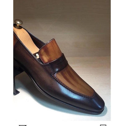 Best Christmas Leather Two Tone Loafer Handmade Shoes