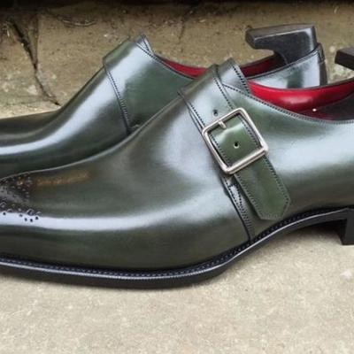 Christmas hot sale price single monk two tone brogue shoes - Thumbnail 3