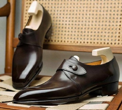 New Hand Stitched Cowhide Leather Goodyear welted Monk shoes for men