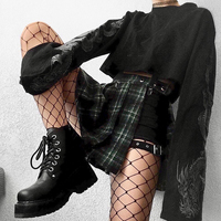 Sexy Black Goth Punk Dragon Print Vintage Sweatshirt Loose Crop Top Long Sleeve Shirt T-shirt E-Girl Kawaii Korean Japanese Harajuku Streetwear - Thumbnail 2