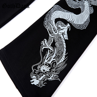 Sexy Black Goth Punk Dragon Print Vintage Sweatshirt Loose Crop Top Long Sleeve Shirt T-shirt E-Girl Kawaii Korean Japanese Harajuku Streetwear - Thumbnail 4