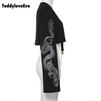 Sexy Black Goth Punk Dragon Print Vintage Sweatshirt Loose Crop Top Long Sleeve Shirt T-shirt E-Girl Kawaii Korean Japanese Harajuku Streetwear - Thumbnail 7