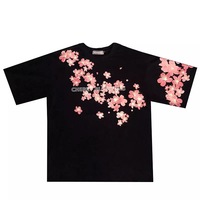  Cute Cherry Blossom Sakura Flower Graphic Print Oversized Short Sleeve Tee Shirt T-shirt Unisex Top E-Girl Kawaii Korean Japanese Harajuku Streetwear - Thumbnail 4