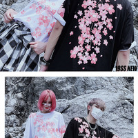  Cute Cherry Blossom Sakura Flower Graphic Print Oversized Short Sleeve Tee Shirt T-shirt Unisex Top E-Girl Kawaii Korean Japanese Harajuku Streetwear - Thumbnail 7