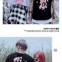  Cute Cherry Blossom Sakura Flower Graphic Print Oversized Short Sleeve Tee Shirt T-shirt Unisex Top E-Girl Kawaii Korean Japanese Harajuku Streetwear - Thumbnail 9