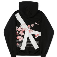 Cute Cherry Blossom Sakura Flower Print Oversized Unisex Long Sleeve Hoodie Sweater Sweatshirt E-Girl Kawaii Korean Japanese Harajuku Streetwear - Thumbnail 3