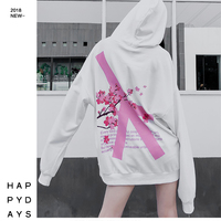 Cute Cherry Blossom Sakura Flower Print Oversized Unisex Long Sleeve Hoodie Sweater Sweatshirt E-Girl Kawaii Korean Japanese Harajuku Streetwear - Thumbnail 2