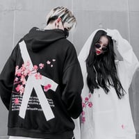 Cute Cherry Blossom Sakura Flower Print Oversized Unisex Long Sleeve Hoodie Sweater Sweatshirt E-Girl Kawaii Korean Japanese Harajuku Streetwear - Thumbnail 4