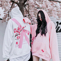 Cute Cherry Blossom Sakura Flower Print Oversized Unisex Long Sleeve Hoodie Sweater Sweatshirt E-Girl Kawaii Korean Japanese Harajuku Streetwear - Thumbnail 5