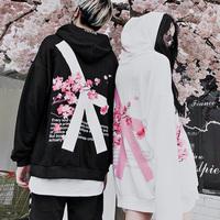 Cute Cherry Blossom Sakura Flower Print Oversized Unisex Long Sleeve Hoodie Sweater Sweatshirt E-Girl Kawaii Korean Japanese Harajuku Streetwear - Thumbnail 6