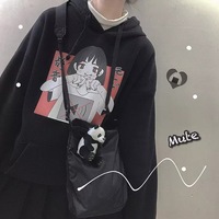Anime Girl Cartoon Print Graphic White long Sleeve Hoodie Sweater Sweatshirt Pullover Top E-Girl Kawaii Korean Japanese Harajuku Streetwear - Thumbnail 1