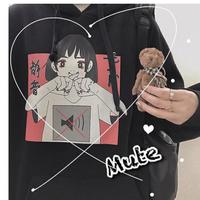 Anime Girl Cartoon Print Graphic White long Sleeve Hoodie Sweater Sweatshirt Pullover Top E-Girl Kawaii Korean Japanese Harajuku Streetwear - Thumbnail 6
