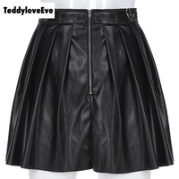 Sexy Black Goth Grunge Punk Summer Zipper Rivet Pleated PU Skirt Metal Ring Hallow Out E-Girl Kawaii Korean Japanese Harajuku Streetwear - Thumbnail 6