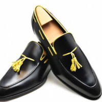 Handmade Black Tassels Loafer Leather Men's Stylish Shoes - Thumbnail 1