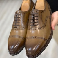 Gentlemen Limited Edition Two Tone Oxfords Cap Toe Leather Lace up Wedding Shoes - Thumbnail 1