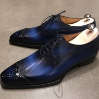 Handmade Two Tone Wingtip Brogue Leather Lace Up Shoes - Thumbnail 1