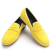 New Yellow Penny Loafer Suede Adult Christmas Shoes - Thumbnail 1