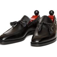Handmade Best Black Tassels Loafer Leather Men's Stylish Shoes - Thumbnail 1