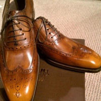 Men's Tan Brown Original Leather Shoes,Brogue Christmas Shoes - Thumbnail 1