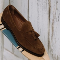 Handmade Dark Brown Tassels Loafer Leather Men's Stylish Shoes - Thumbnail 1