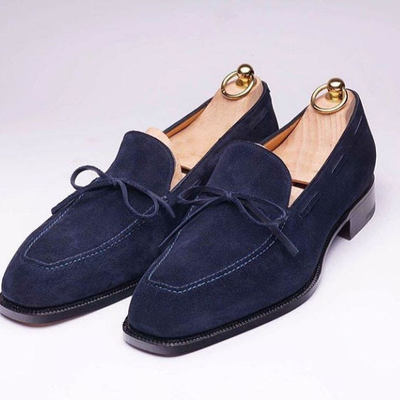 Men's navy blue suede tussles loafers shoes
