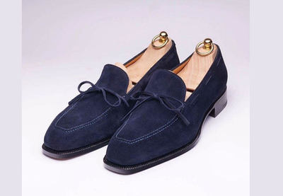 Men's Navy Blue Suede Tussles Loafers Shoes
