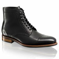 Handmade Men Cap toe ankle boots, Men Christmas Hot Sale black lace up boots Men black leather boot - Thumbnail 1