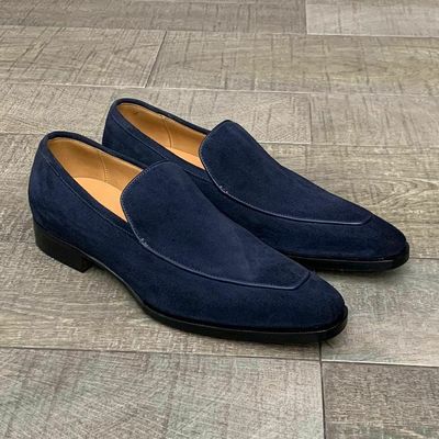 Hot sale classic men navy blue shoes, dress suede shoes for men, loafer slip ons shoes