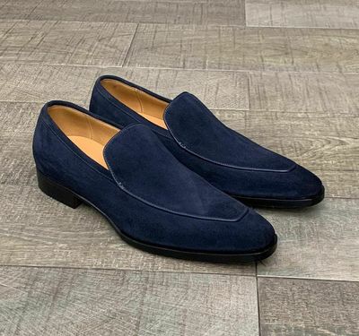 Hot Sale Classic men navy blue shoes, dress suede shoes for men, loafer slip ons shoes