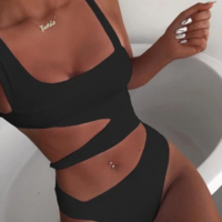 Sexy Solid Color One-Piece Bikini Swimsuit - Thumbnail 2