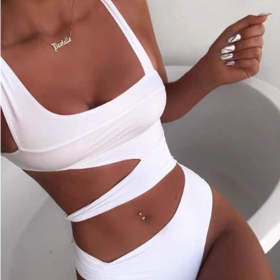 Sexy solid color one-piece bikini swimsuit