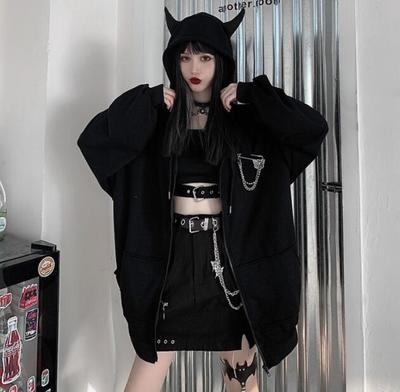 Black Punk Devil Ears Hoodie