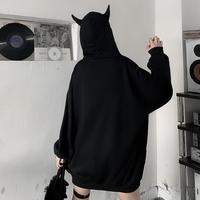 Black Punk Devil Ears Hoodie - Thumbnail 2