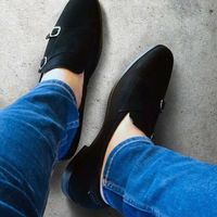Christmas Hot Sale Men Black color double monk Shoes, Men classic black casual shoes - Thumbnail 1