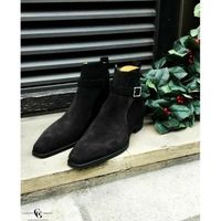 Adult Best Hiking Mens Black Suede Jodhpurs boot, Men elegant fashion suede ankle boots - Thumbnail 1